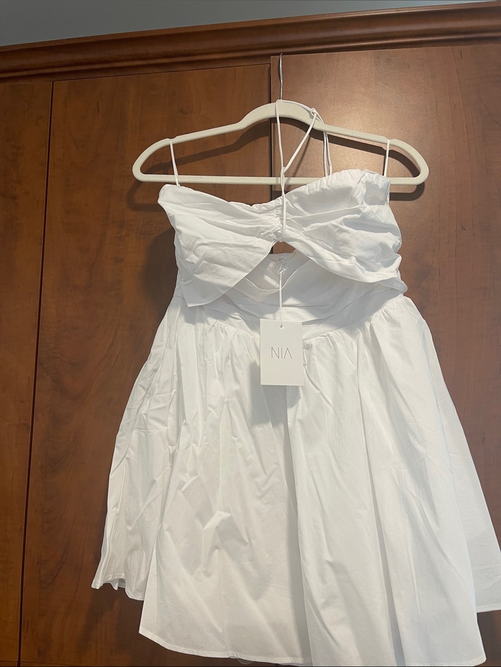 NIA White Strapless Twist-Bust Sundress